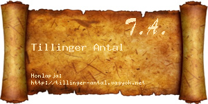 Tillinger Antal névjegykártya